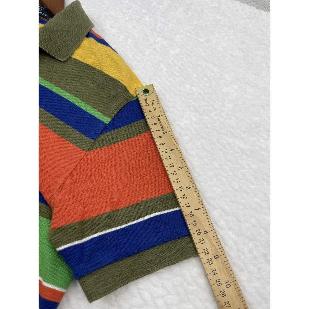 VTG 90's Ralph Lauren Polo Multi Color Wide Striped Men's Short Sleeves‎ Sz M